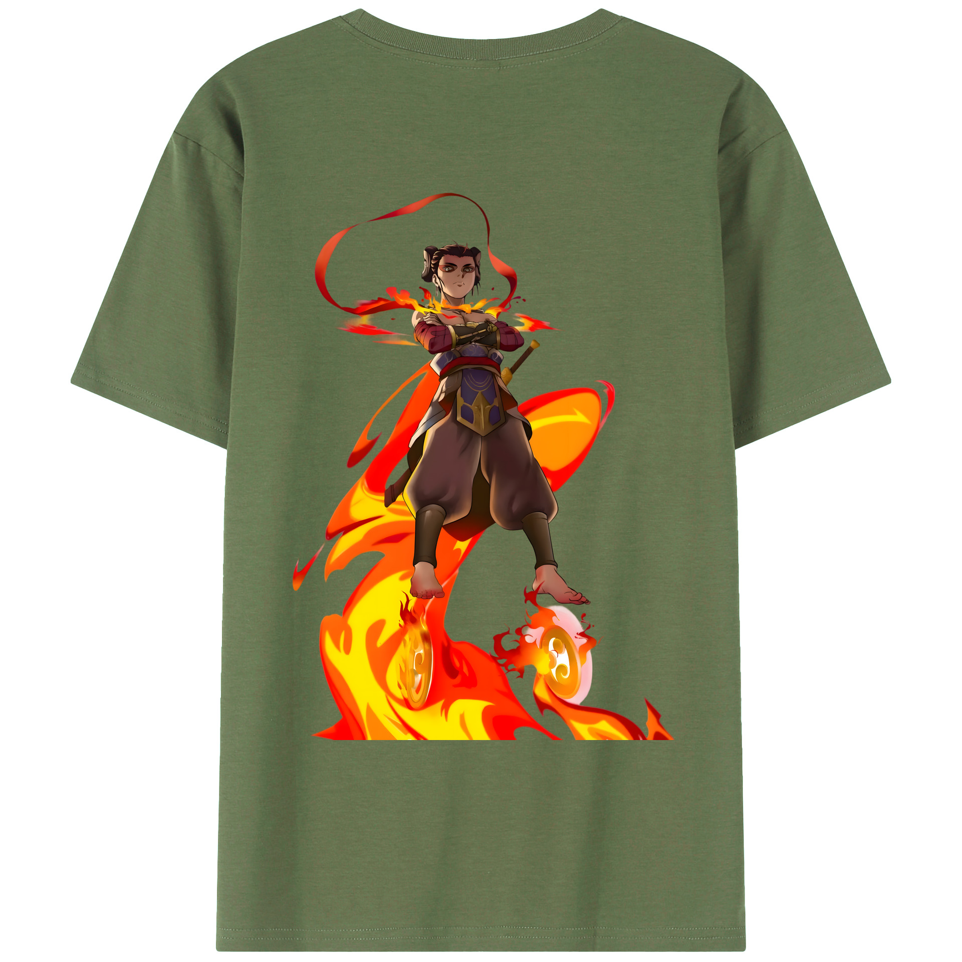 （画像用） Ne Zha 2 ナタ 魔童の大暴れ 綿100％ メンズ半袖Tシャツ（バックプリント） 通気性